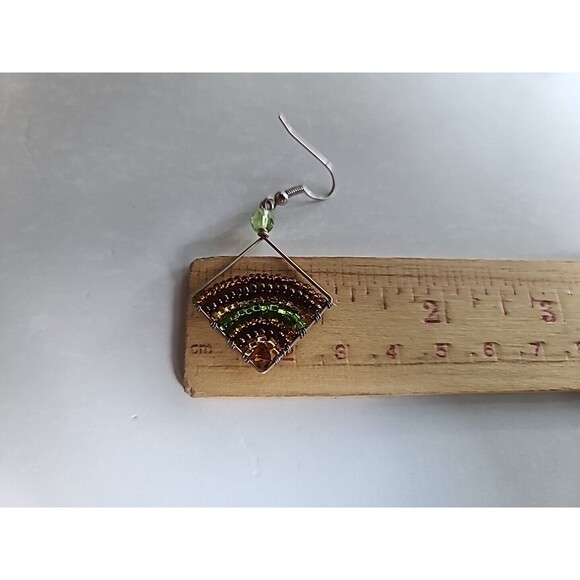 Beaded Dangling Pierced Earrings Vintage - Picture 10 of 10